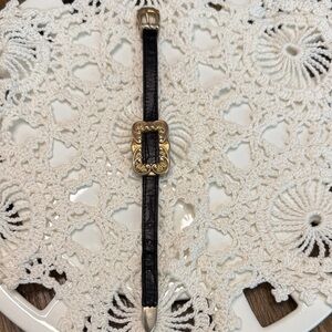 Vintage Black Leather Buckle Bracelet